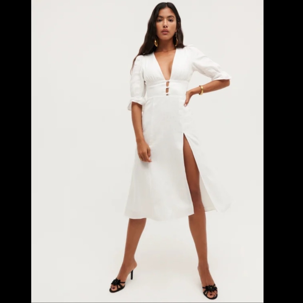 NWT reformation maribel linen dress in white